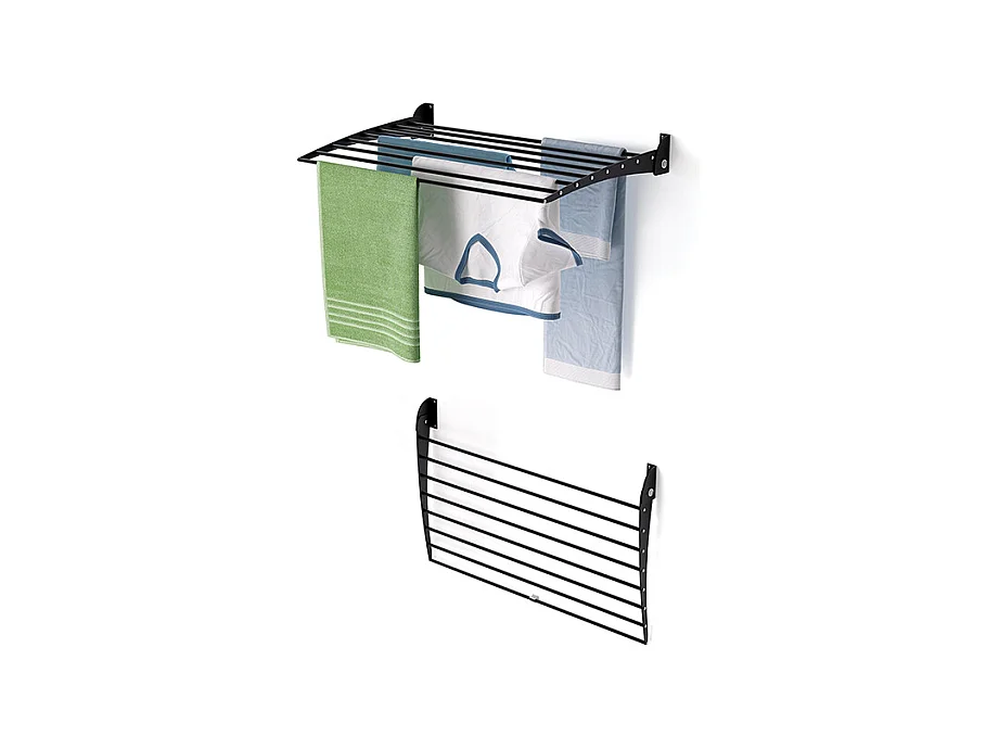 Étendoir à linge mural étendoir mural repliable – noir – 82x50x10 cm Fold Down 80
