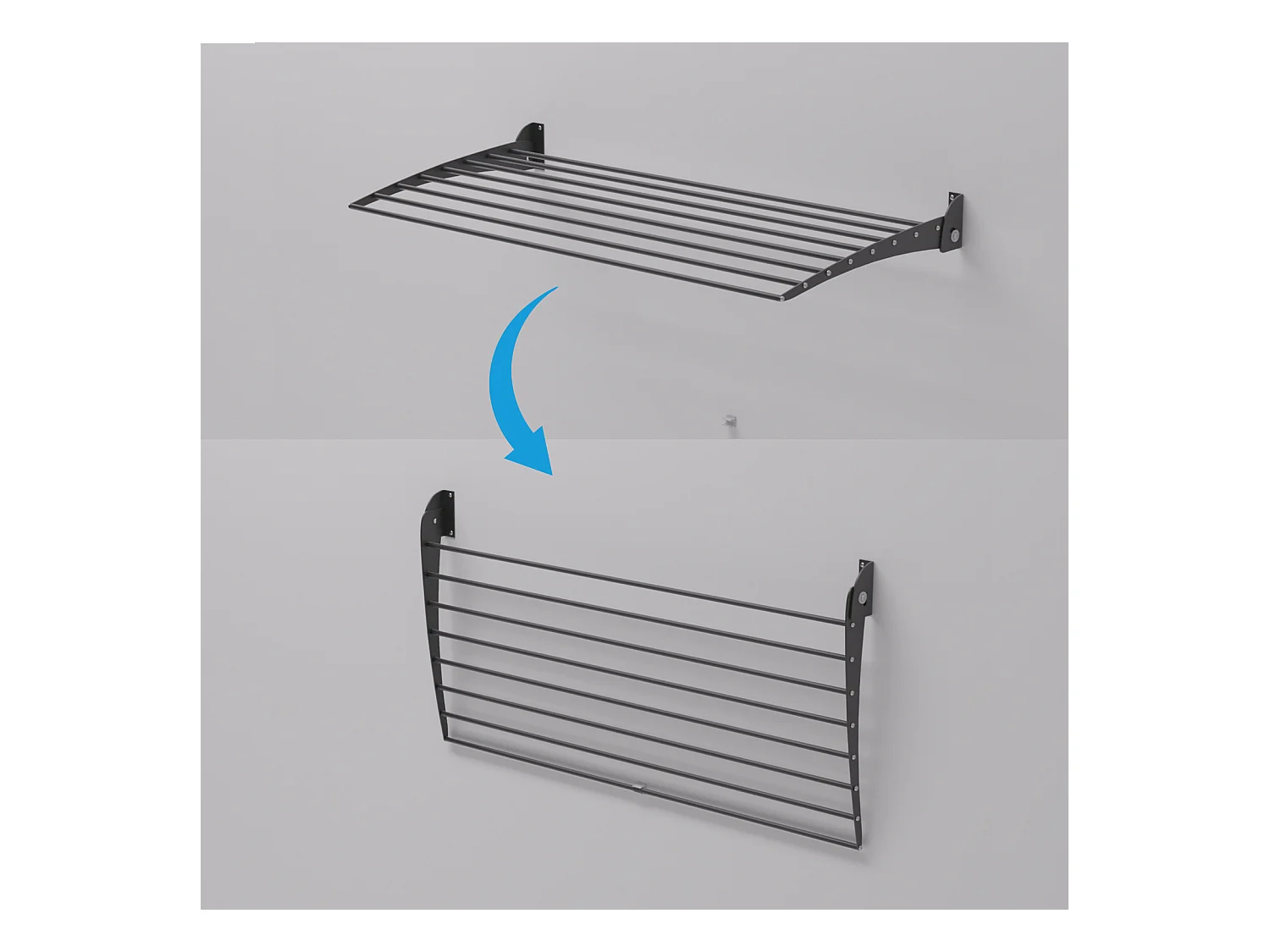 Étendoir à linge mural étendoir mural repliable – noir – 82x50x10 cm Fold Down 80