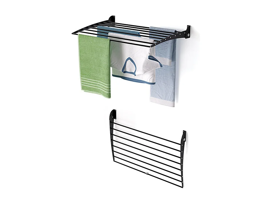 Étendoir à linge mural étendoir mural repliable – noir – 82x50x10 cm Fold Down 80