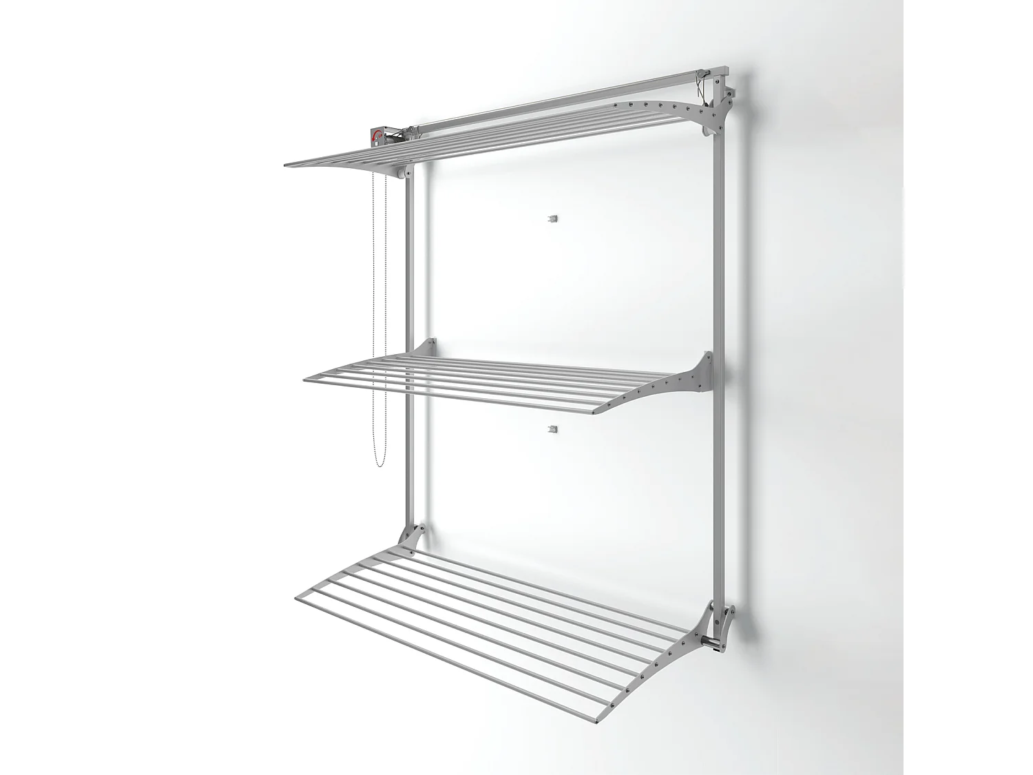 Étendoir mural 3 grilles pour intérieur et extérieur – gris – 152x52x137 cm Tower