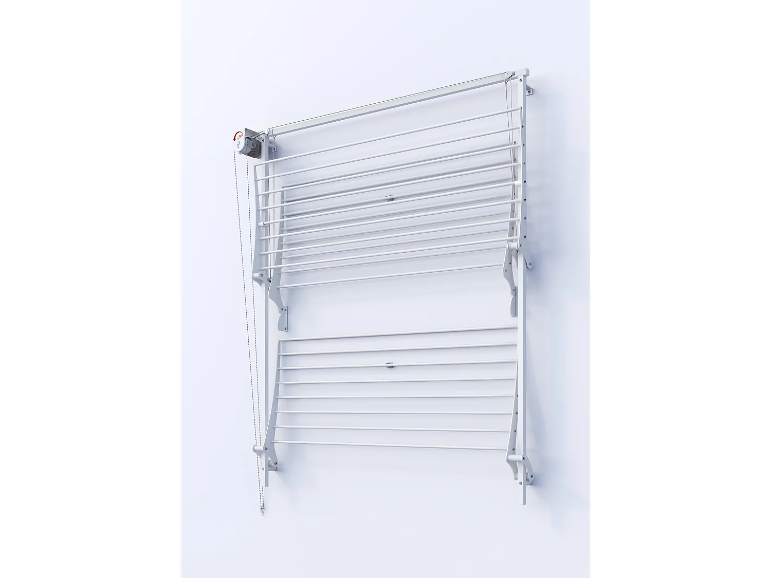 Étendoir mural 3 grilles pour intérieur et extérieur – gris – 152x52x137 cm Tower
