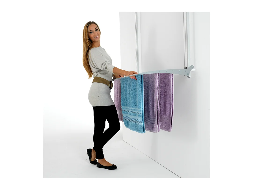 Étendoir mural repliable pratique et solide – blanc – 108x52x137 cm Wall 100