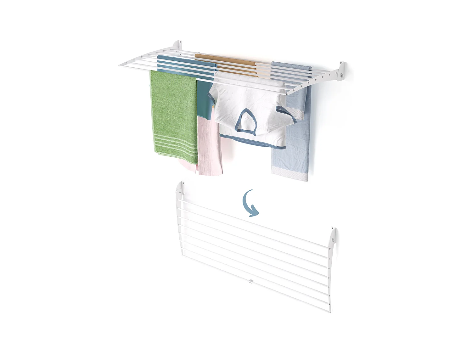 Étendoir à linge mural pour intérieur et extérieur – blanc – 116x50x10 cm Fold Down 120