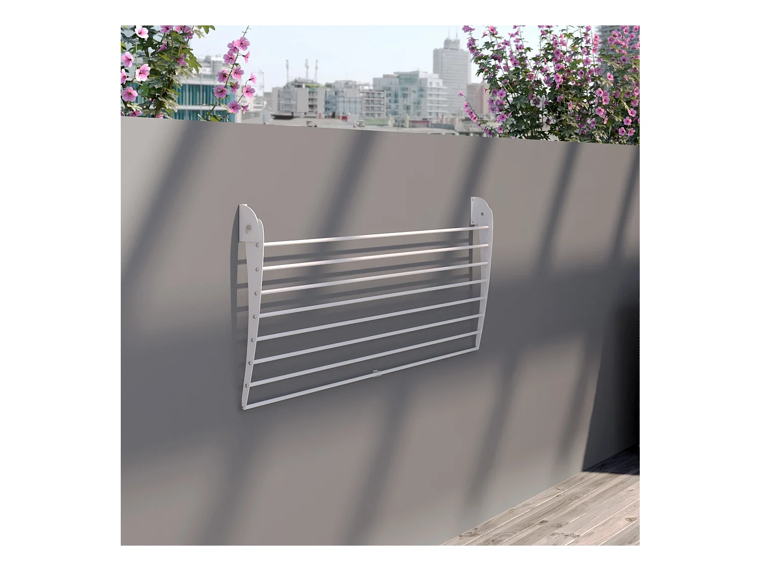 Étendoir à linge mural pour intérieur et extérieur – blanc – 116x50x10 cm Fold Down 120