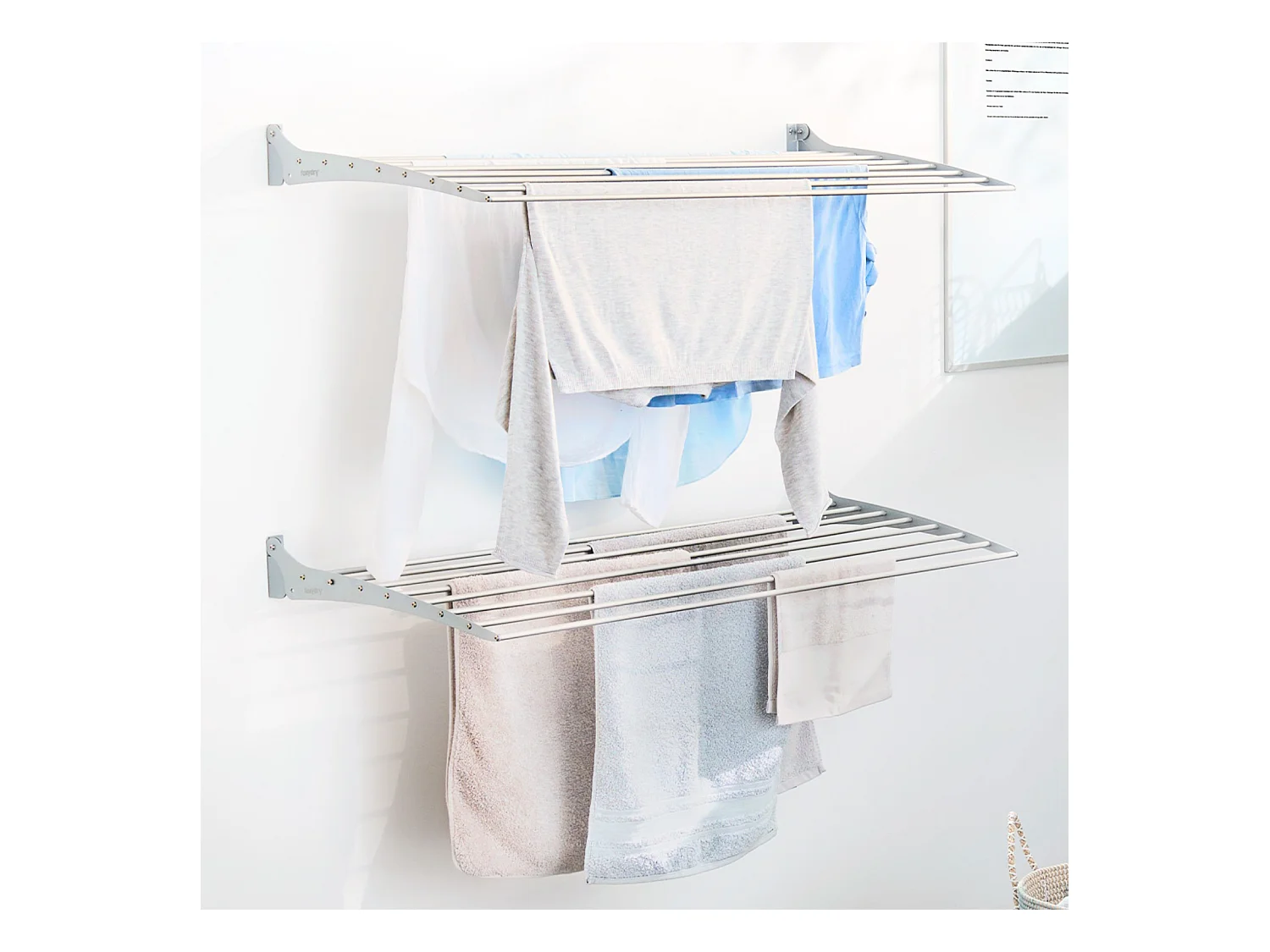 Étendoir à linge mural pour intérieur et extérieur – blanc – 116x50x10 cm Fold Down 120