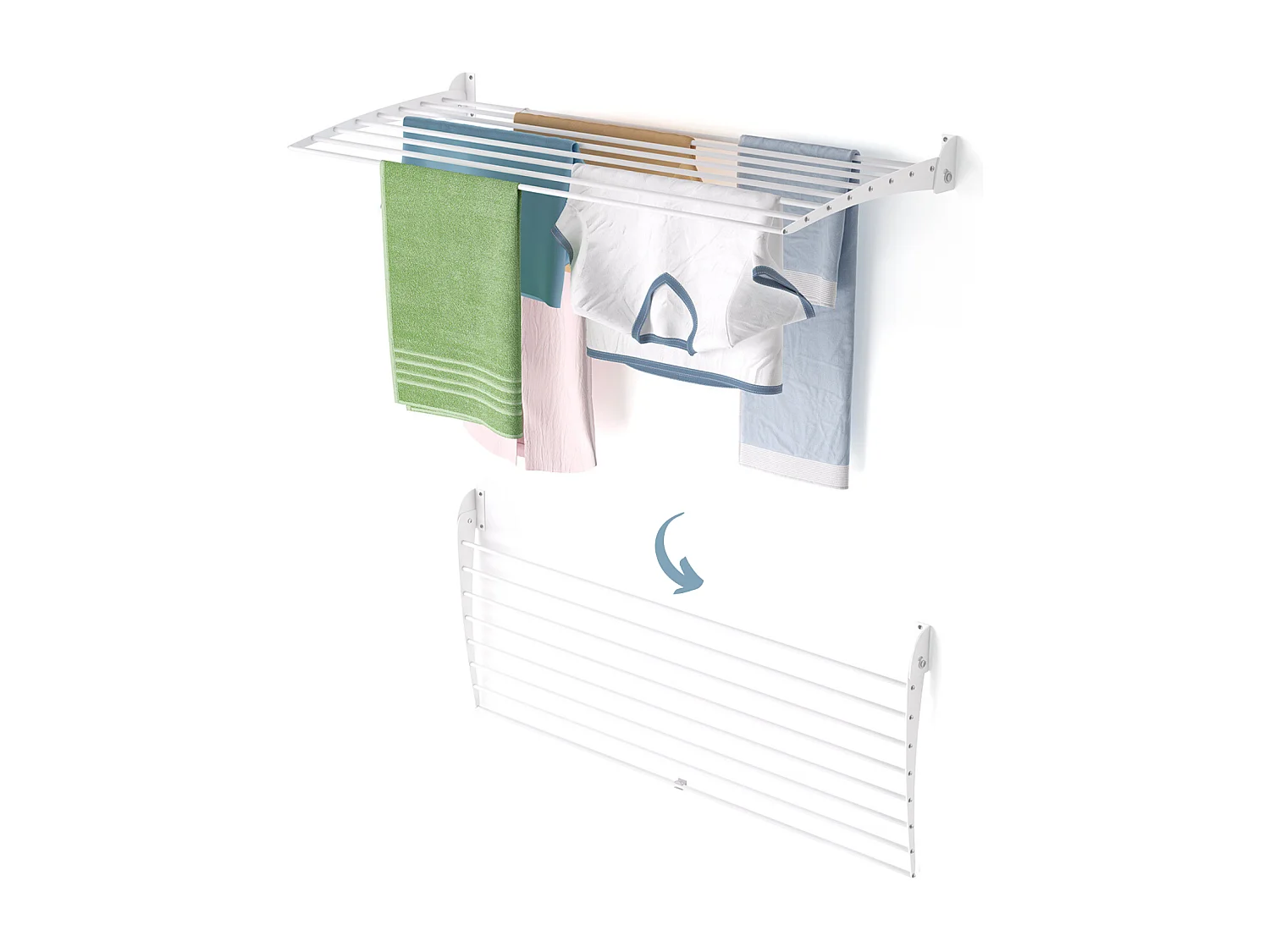 Étendoir à linge mural pour intérieur et extérieur – blanc – 116x50x10 cm Fold Down 120