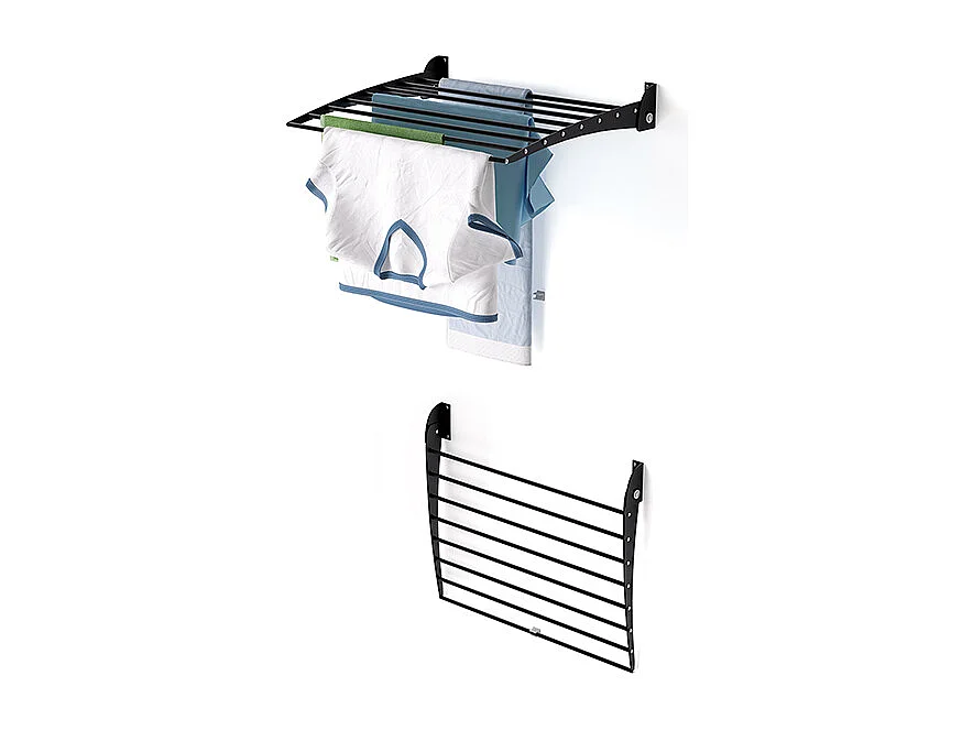 Étendoir à linge mural étendoir mural repliable – noir – 60x50x10 cm Fold Down 60