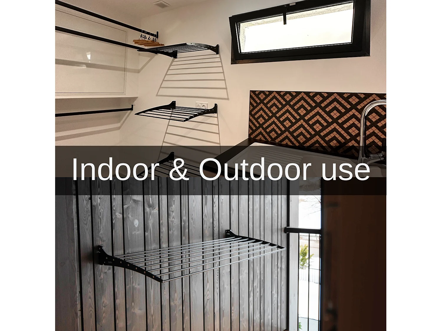 Étendoir à linge mural étendoir mural repliable – noir – 60x50x10 cm Fold Down 60