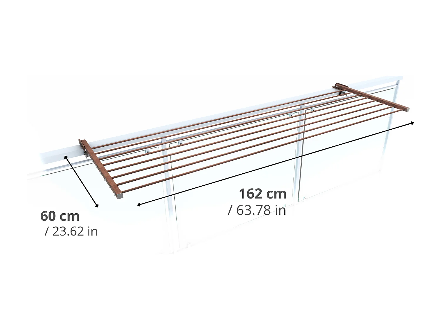 Étendoir balcon pliable et inclinable anti-rouille – corten – 162x63x8 cm DUO