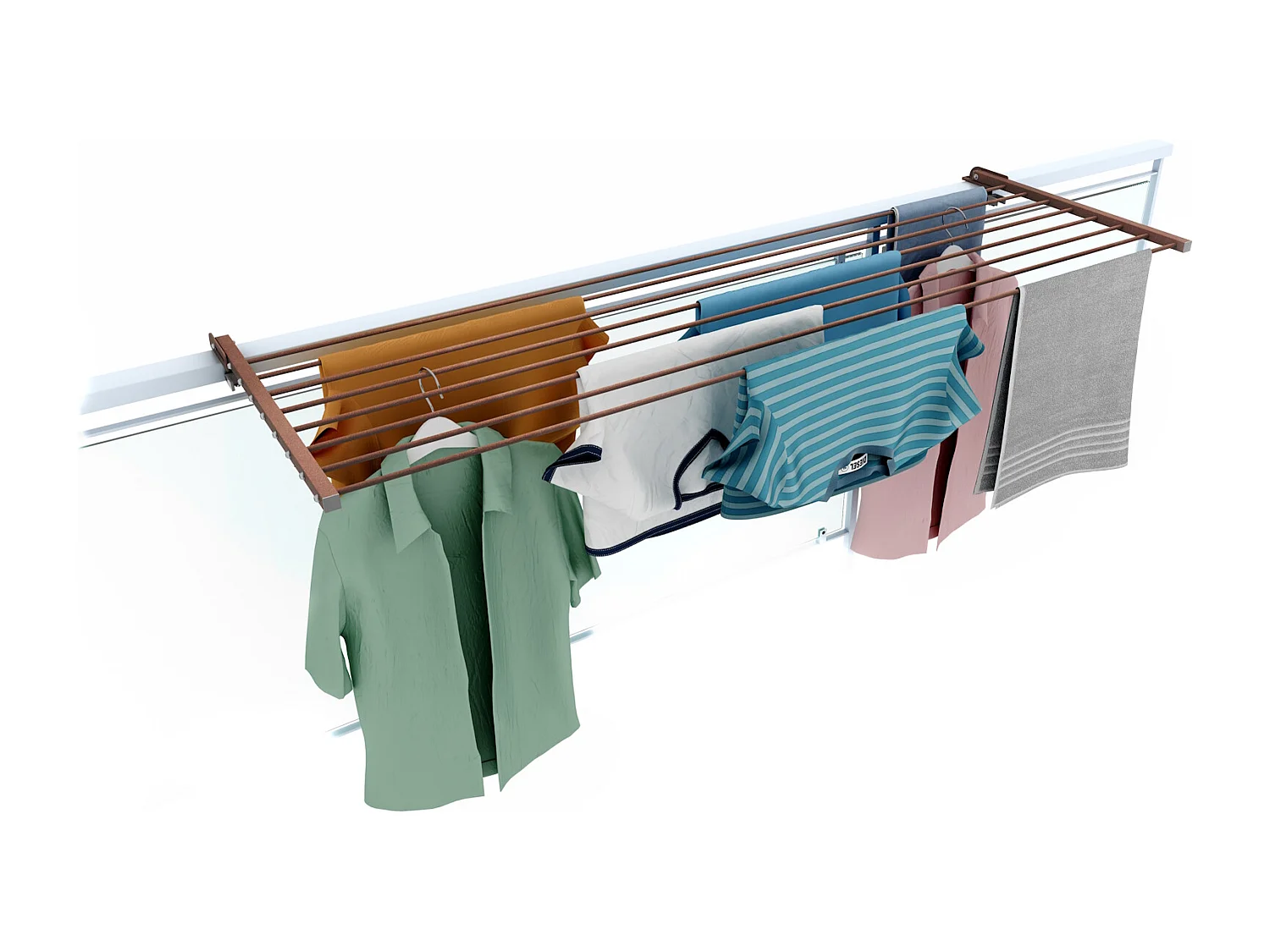 Étendoir balcon pliable et inclinable anti-rouille – corten – 162x63x8 cm DUO