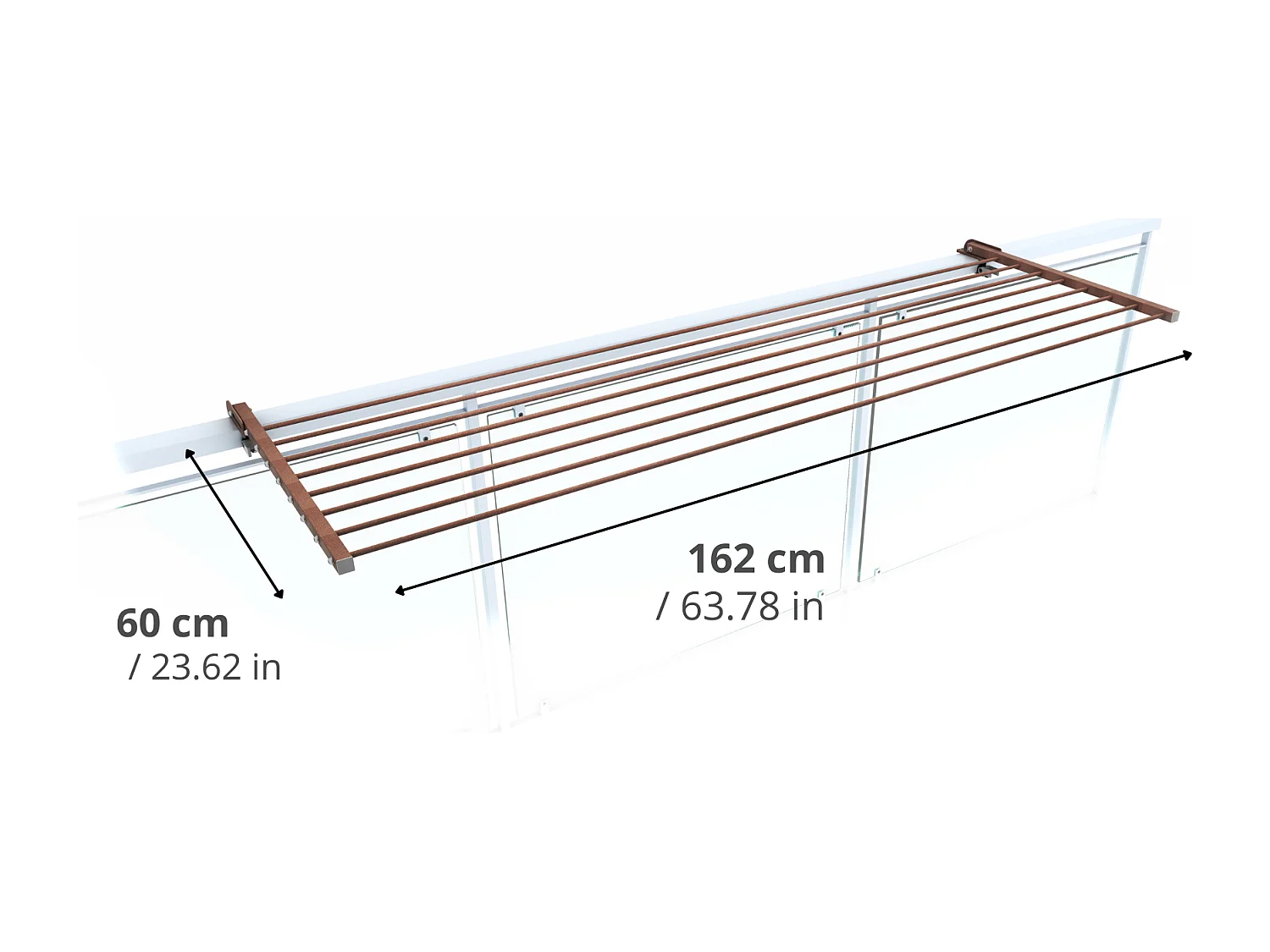 Étendoir balcon pliable et inclinable anti-rouille – corten – 162x63x8 cm DUO