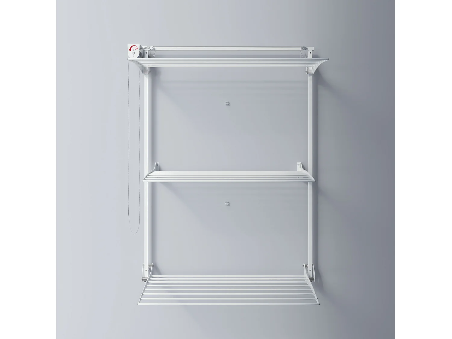 Étendoir mural 3 grilles aluminium résistant – blanc – 108x52x137 cm Tower