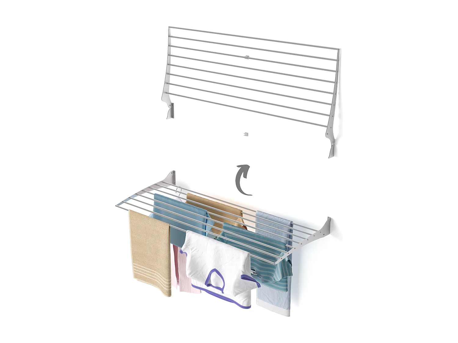 Étendoir à linge mural pour intérieur et extérieur – gris – 116x50x10 cm Fold 120