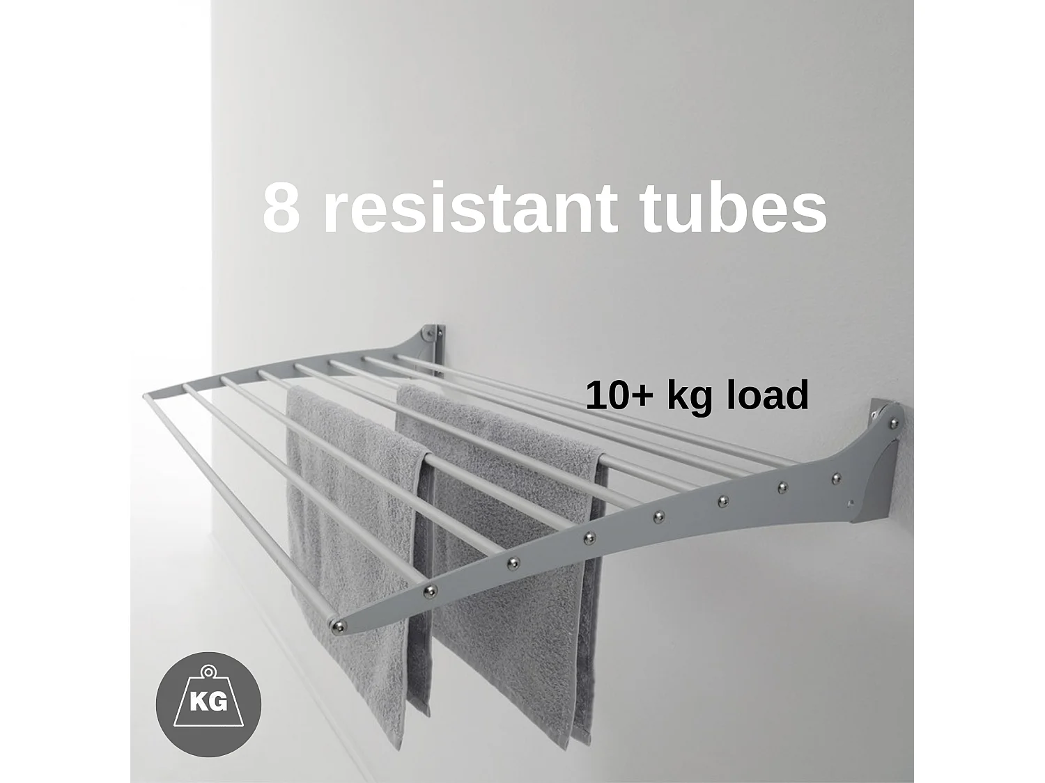 Étendoir à linge mural pour intérieur et extérieur – gris – 116x50x10 cm Fold 120