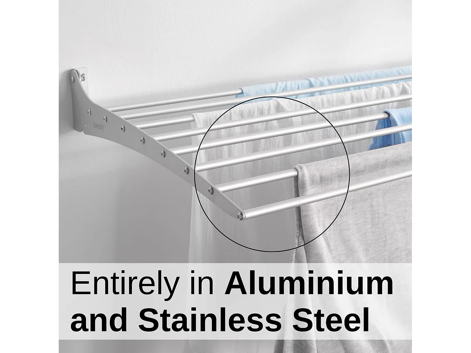 Étendoir à linge mural pour intérieur et extérieur – gris – 116x50x10 cm Fold 120