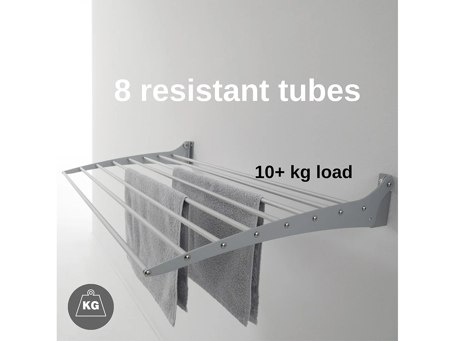 Étendoir à linge mural pour intérieur et extérieur – gris – 116x50x10 cm Fold 120