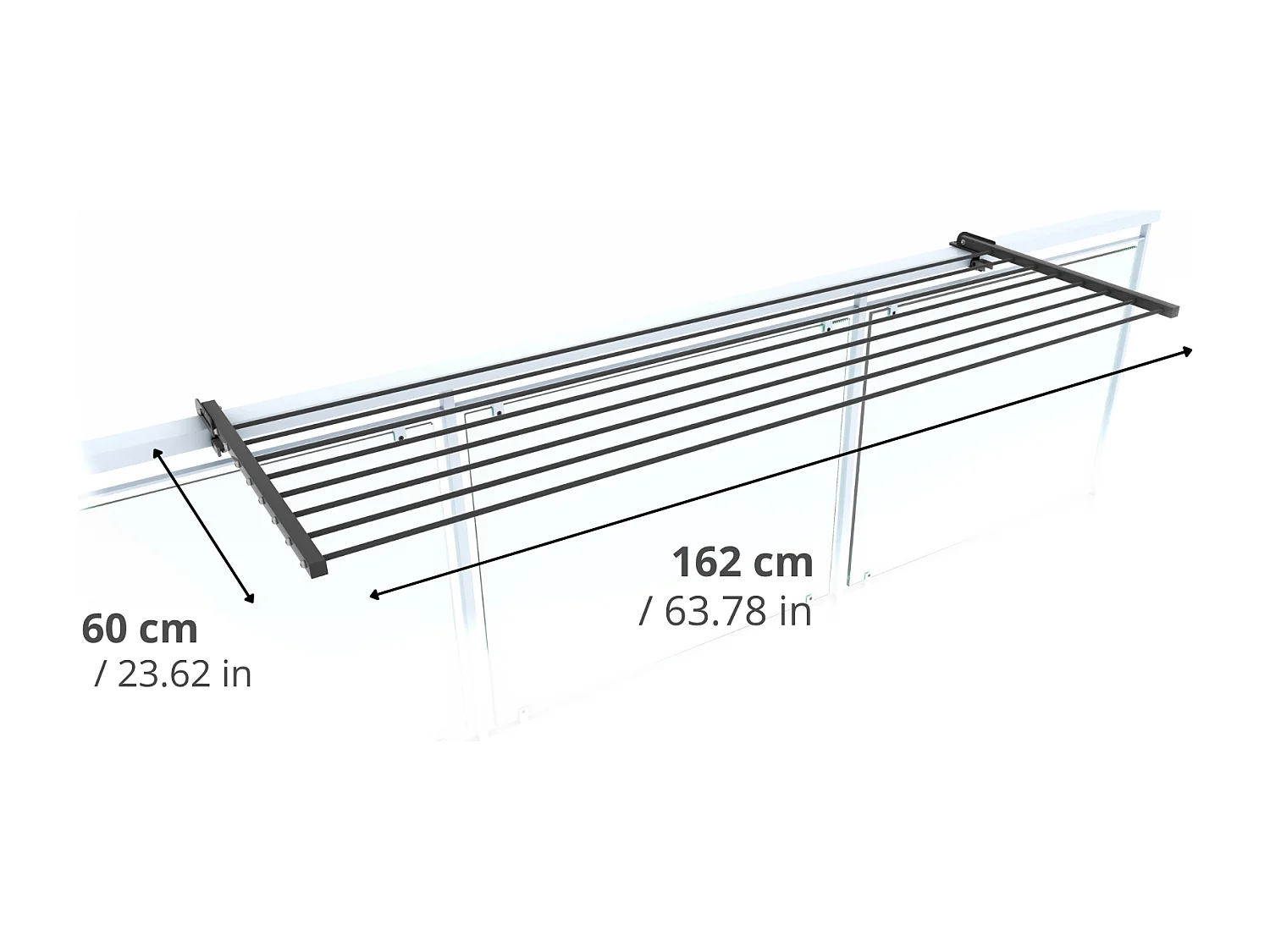 Étendoir balcon pliable et inclinable anti-rouille – antracite – 162x63x8 cm DUO