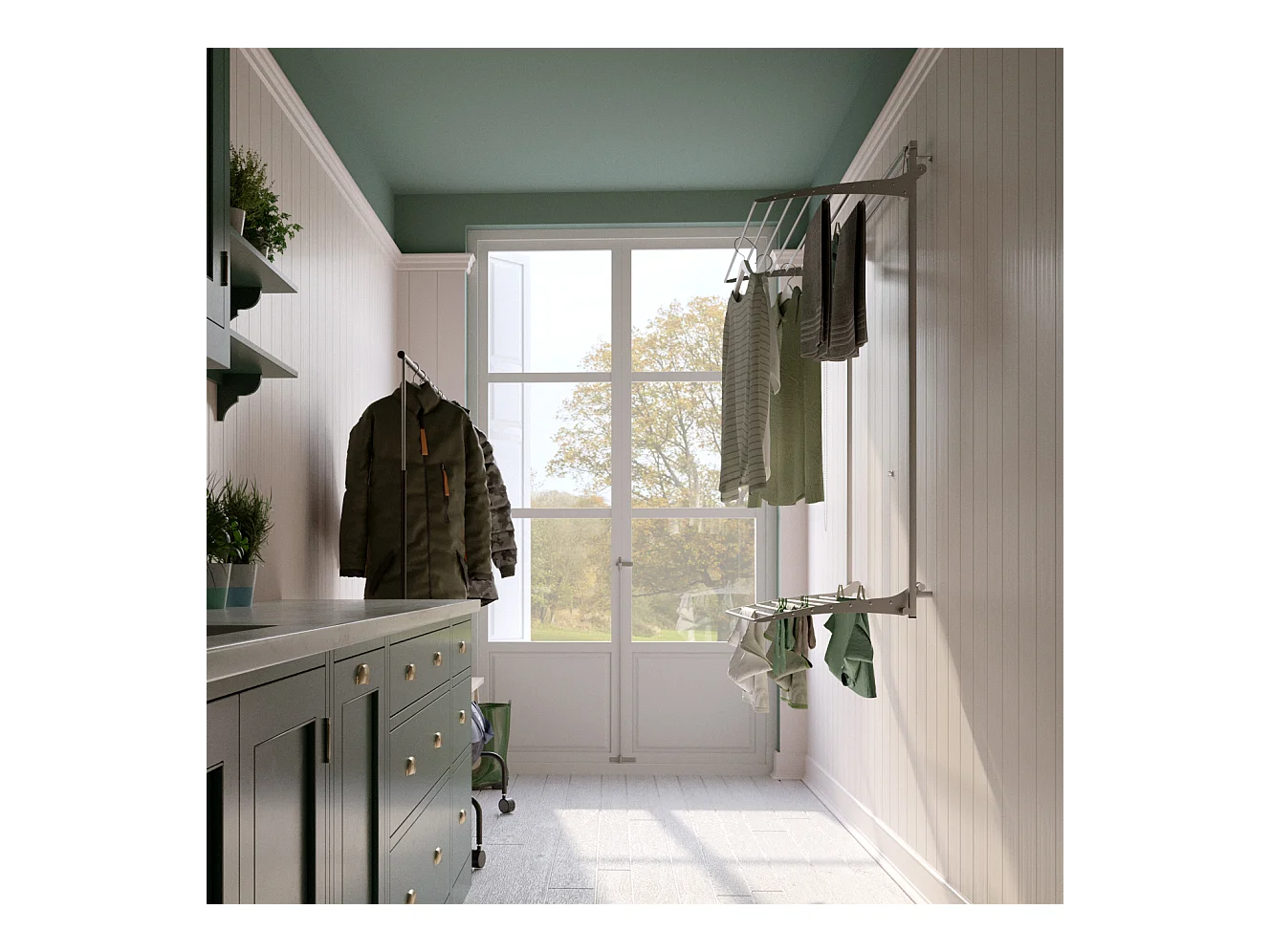 Étendoir mural 2 grilles pliable et réglable en hauteur – gris – 88x52x137 cm Wall Plus