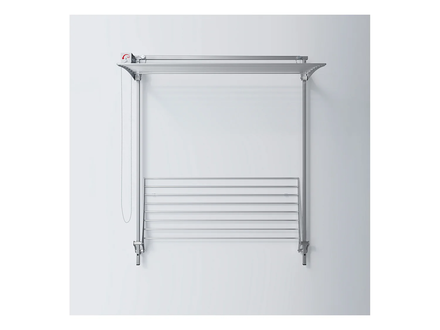 Étendoir mural 2 grilles pliable et réglable en hauteur – gris – 88x52x137 cm Wall Plus