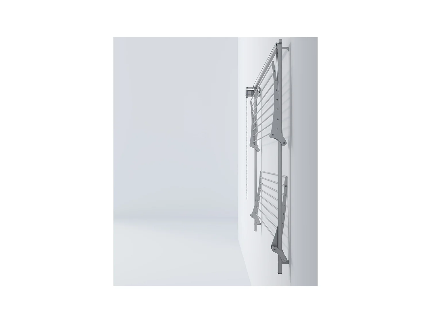 Étendoir mural 2 grilles pliable et réglable en hauteur – gris – 88x52x137 cm Wall Plus