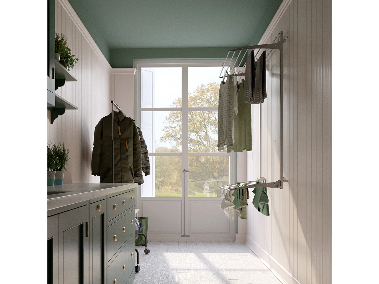 Étendoir mural 2 grilles pliable et réglable en hauteur – gris – 88x52x137 cm Wall Plus