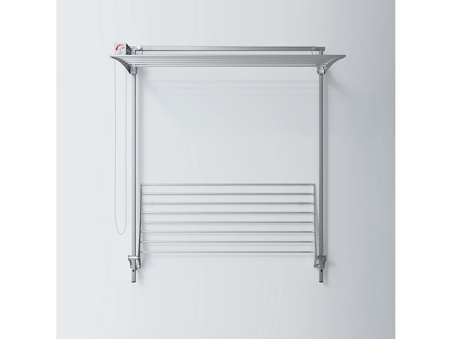 Étendoir mural 2 grilles pliable et réglable en hauteur – gris – 88x52x137 cm Wall Plus