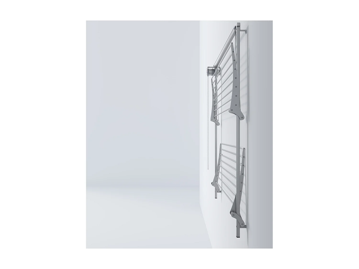 Étendoir mural 2 grilles pliable et réglable en hauteur – gris – 88x52x137 cm Wall Plus