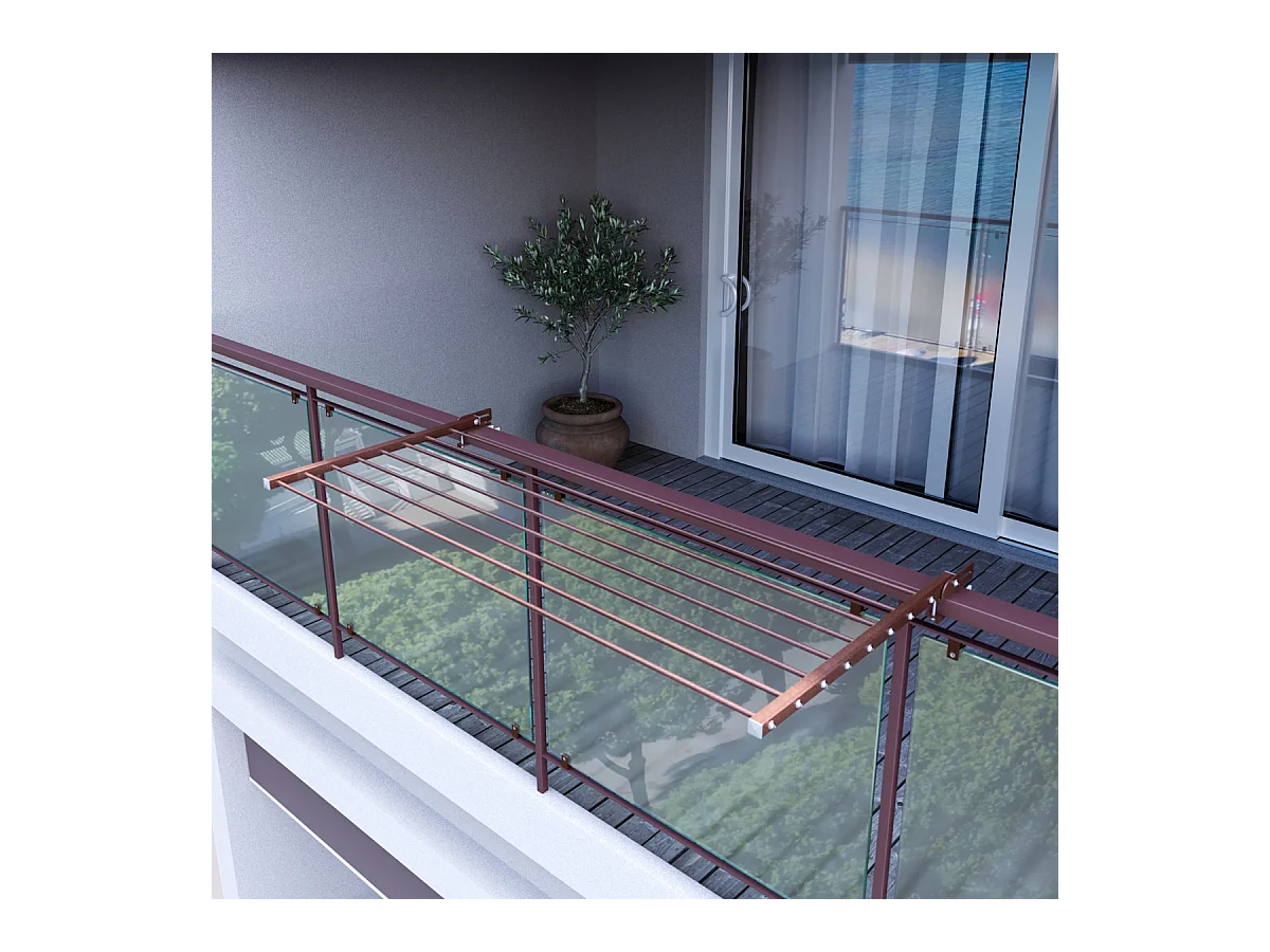 Étendoir balcon pliable et inclinable aluminium résistant – corten – 62x63x8 cm DUO