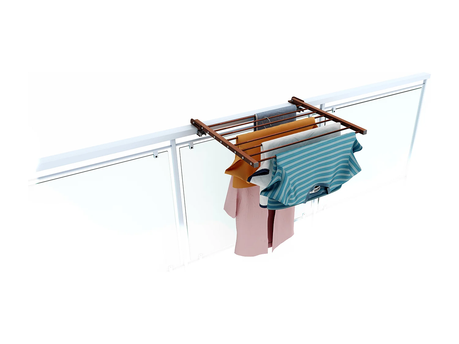 Étendoir balcon pliable et inclinable aluminium résistant – corten – 62x63x8 cm DUO