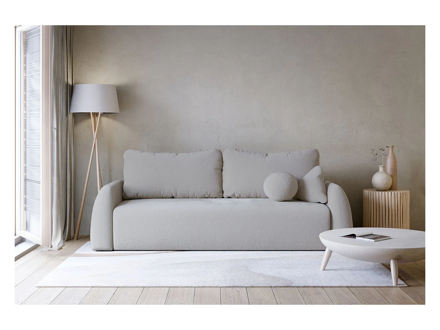 Canapé convertible 3 places - gris chenille - NUBELLE