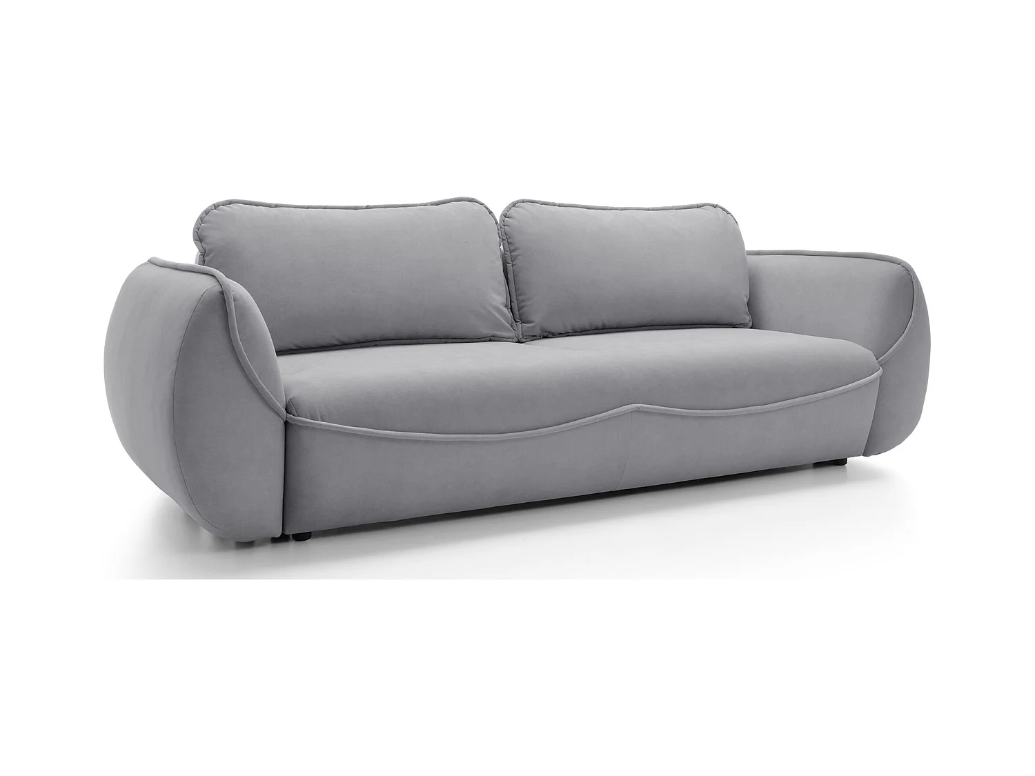 3-Sitzer Sofa - mit Schlaffunktion & Stauraum - Easy-Clean Velours - hellgrau