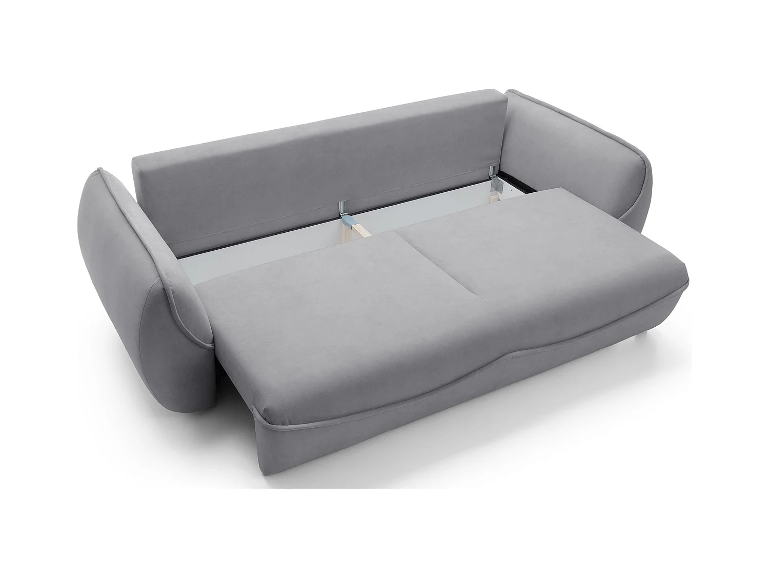 3-Sitzer Sofa - mit Schlaffunktion & Stauraum - Easy-Clean Velours - hellgrau
