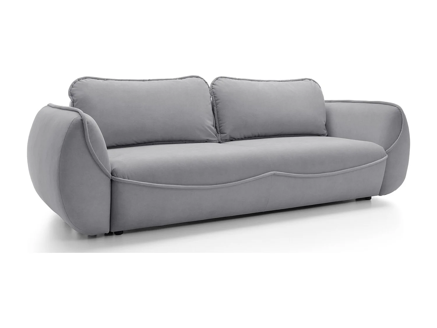 Canapé convertible 3 places - en velours gris clair - CUTIE