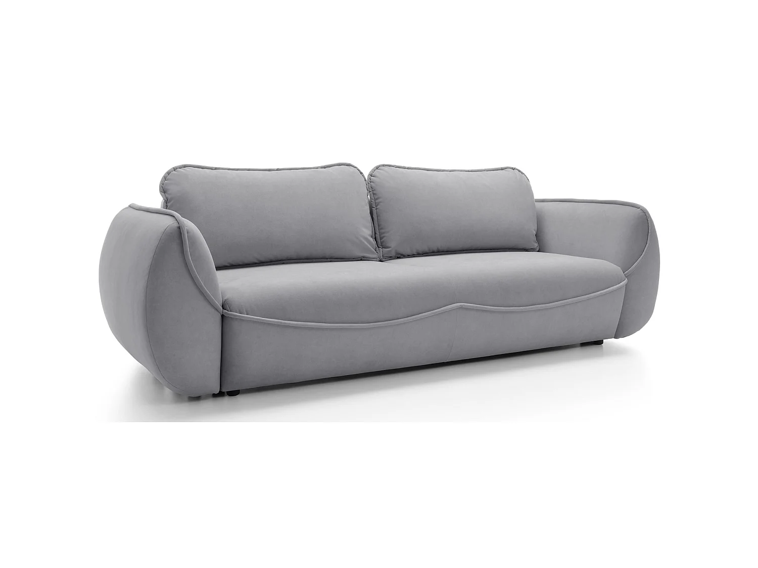 3-Sitzer Sofa - mit Schlaffunktion & Stauraum - Easy-Clean Velours - hellgrau