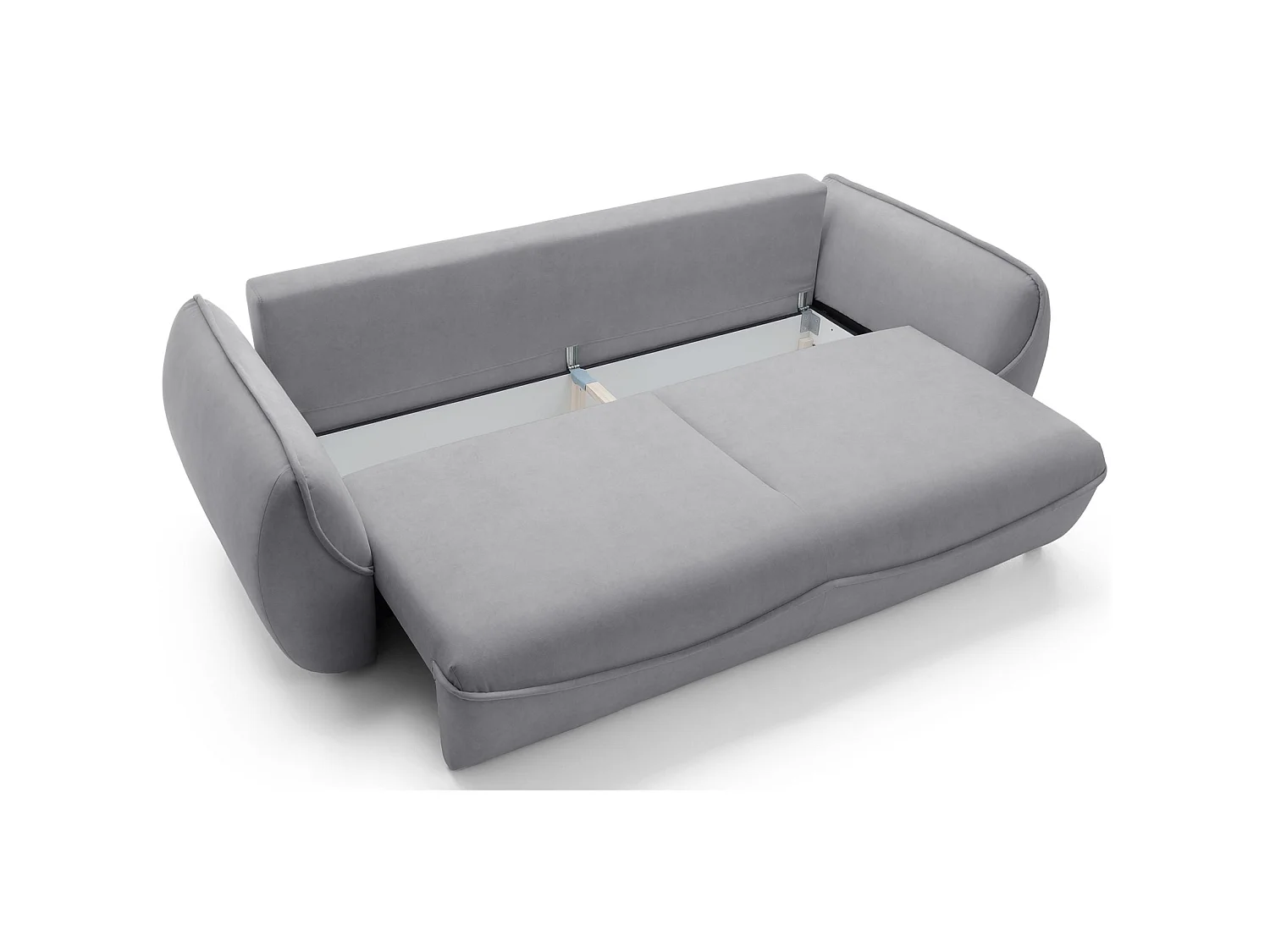 3-Sitzer Sofa - mit Schlaffunktion & Stauraum - Easy-Clean Velours - hellgrau