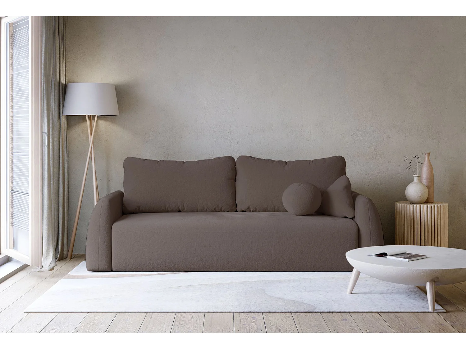 Canapé convertible 3 places - brau chenille - NUBELLE