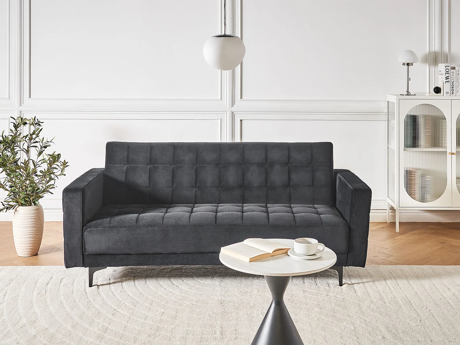 Canapé-lit 3 places ABERDEEN Velours Noir