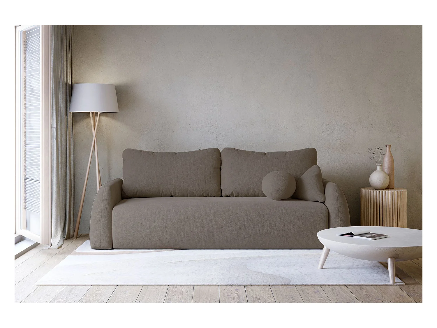 3-Sitzer Sofa - mit Schlaffunktion & Stauraum - Chenille - braun