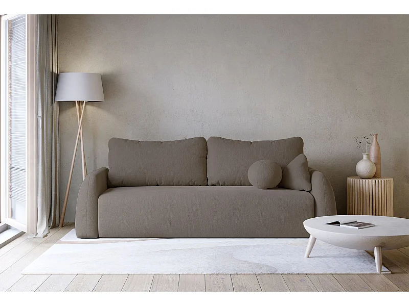 3-zits slaapbank - bruin - NUBELLE