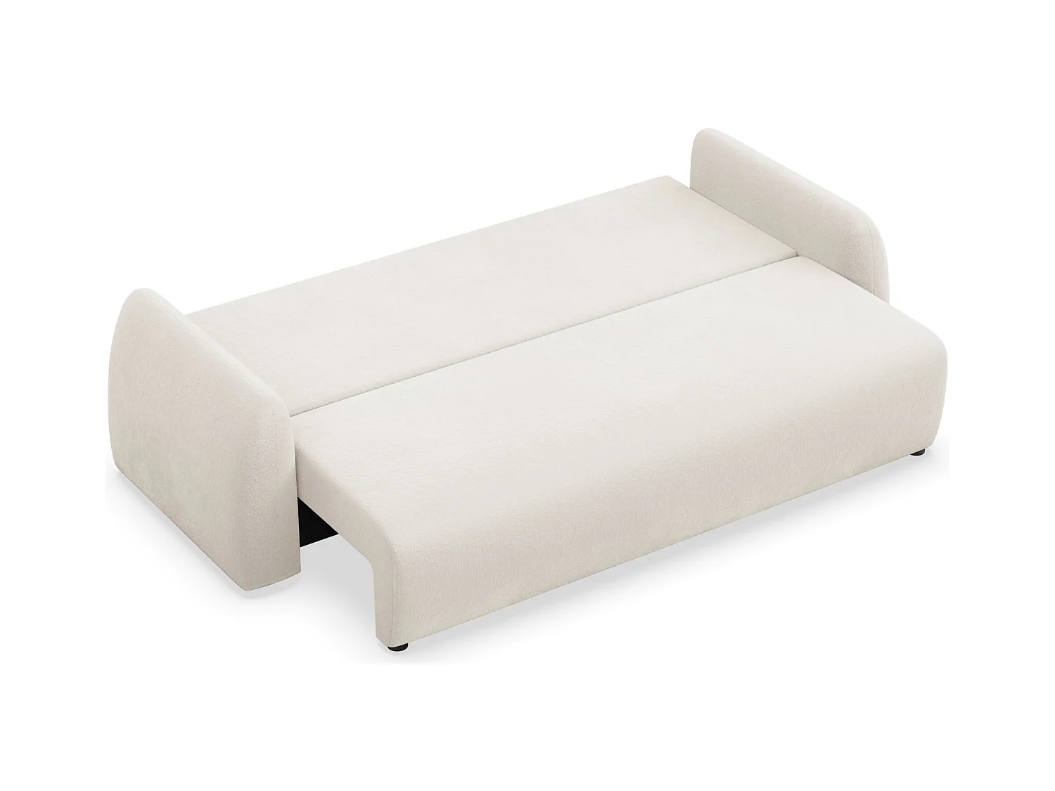 Canapé convertible 3 places - crème chenille - NUBELLE