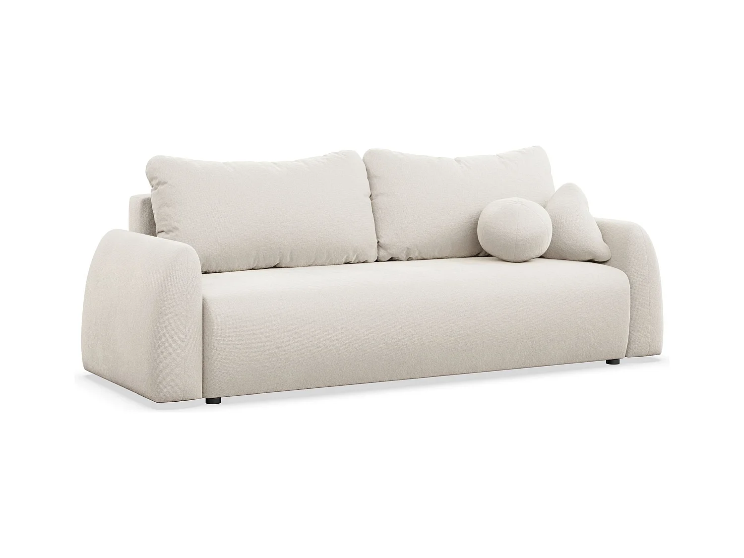 Canapé convertible 3 places - crème chenille - NUBELLE