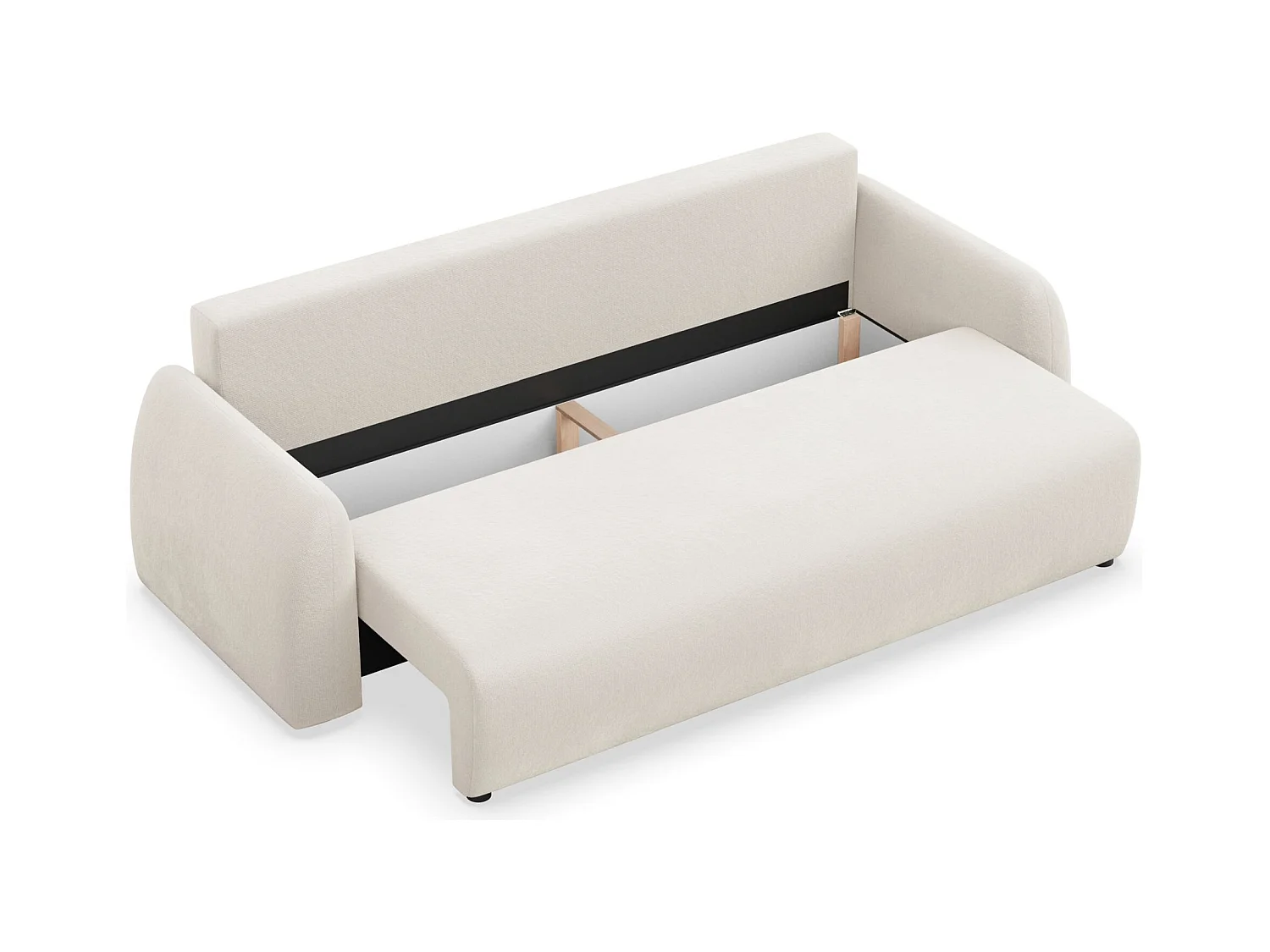 Canapé convertible 3 places - crème chenille - NUBELLE