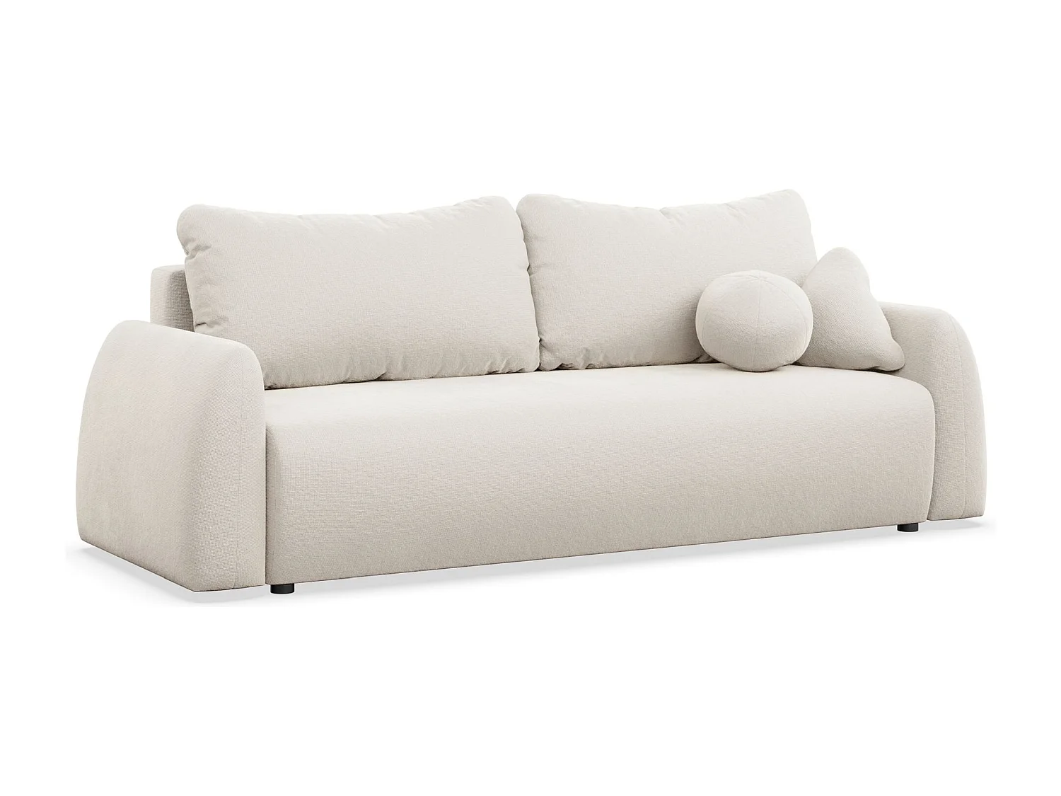 Canapé convertible 3 places - crème chenille - NUBELLE