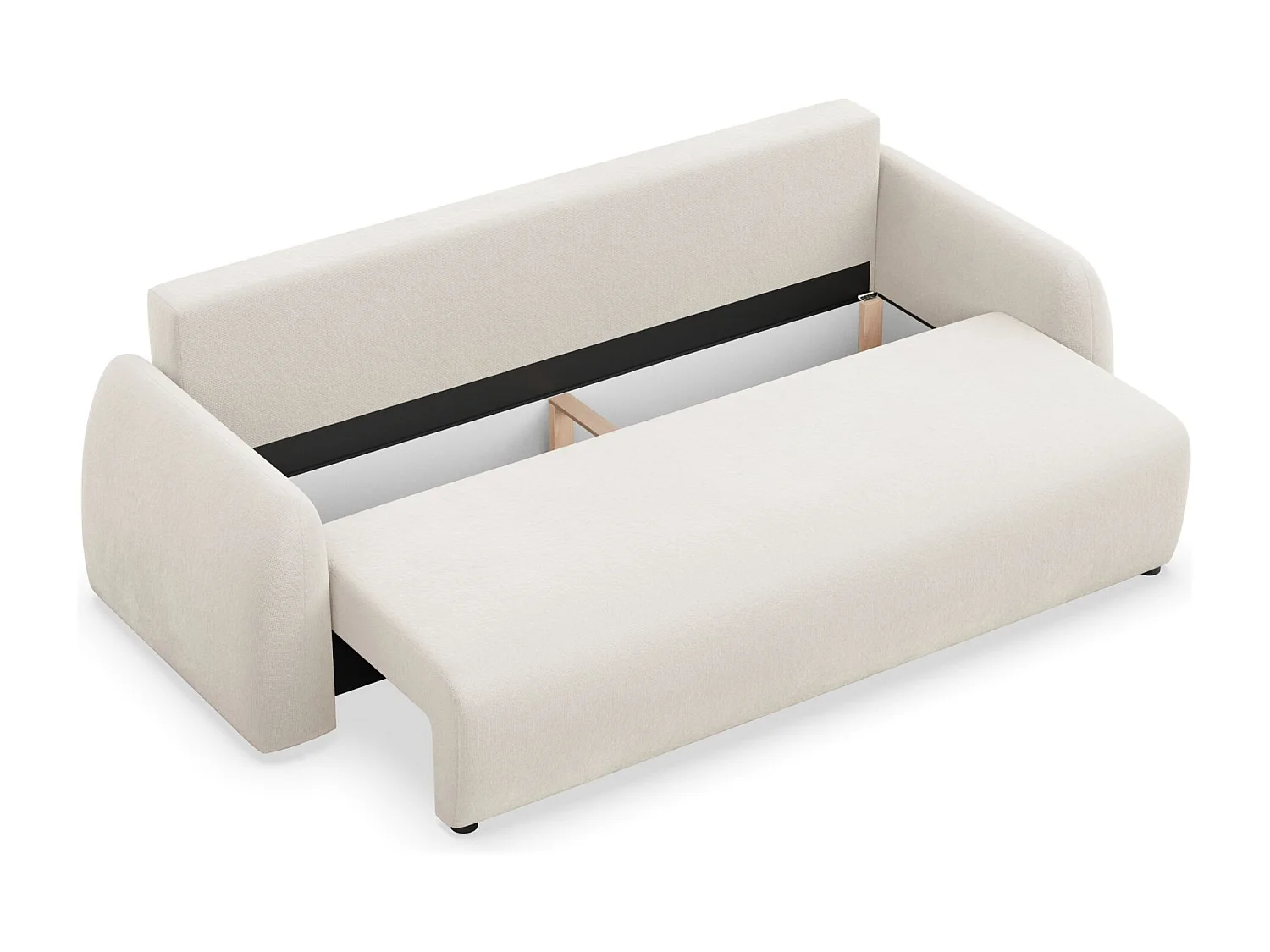 Canapé convertible 3 places - crème chenille - NUBELLE