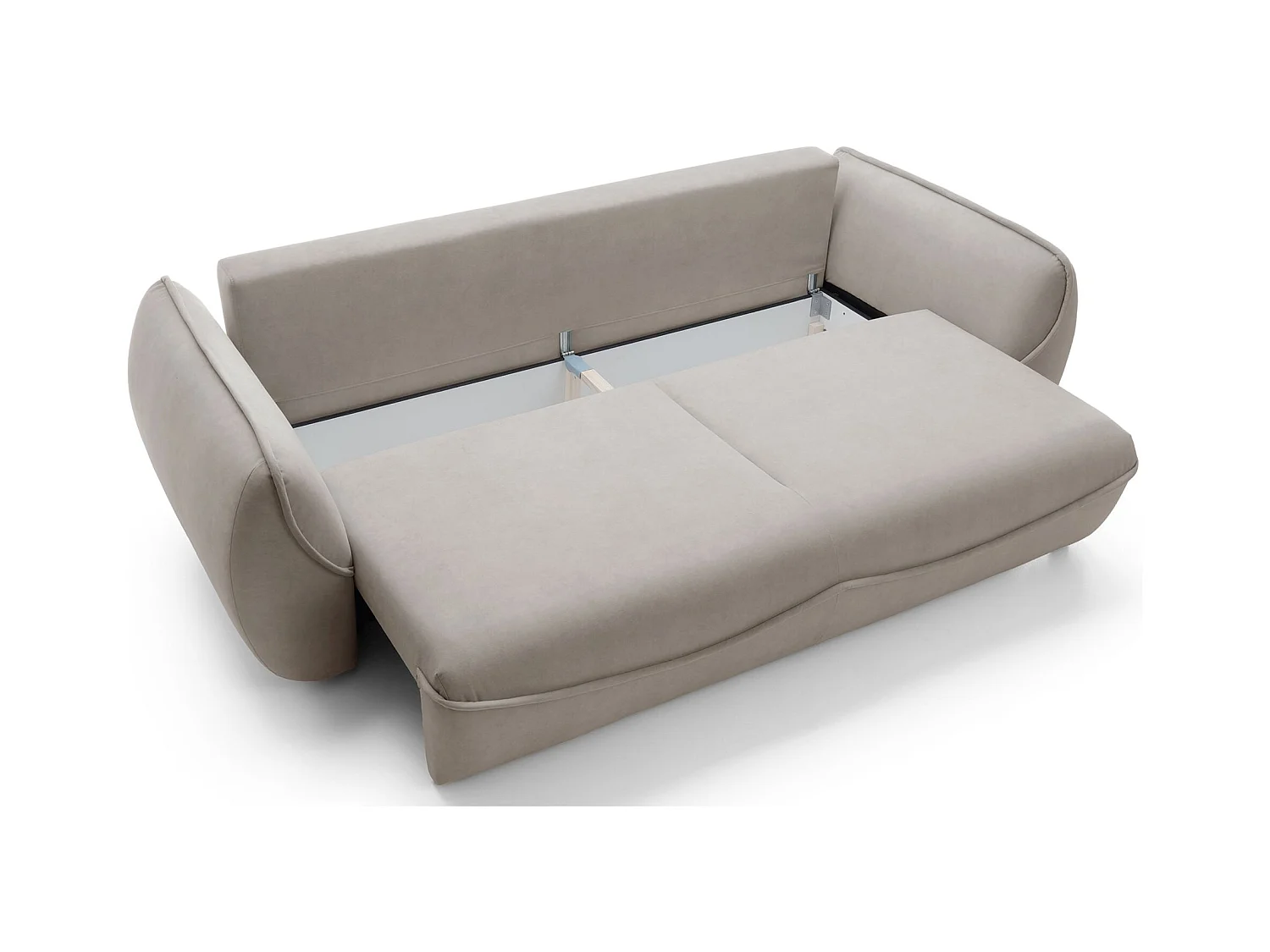 3-Sitzer Sofa - mit Schlaffunktion & Stauraum - Easy-Clean Velours - beige