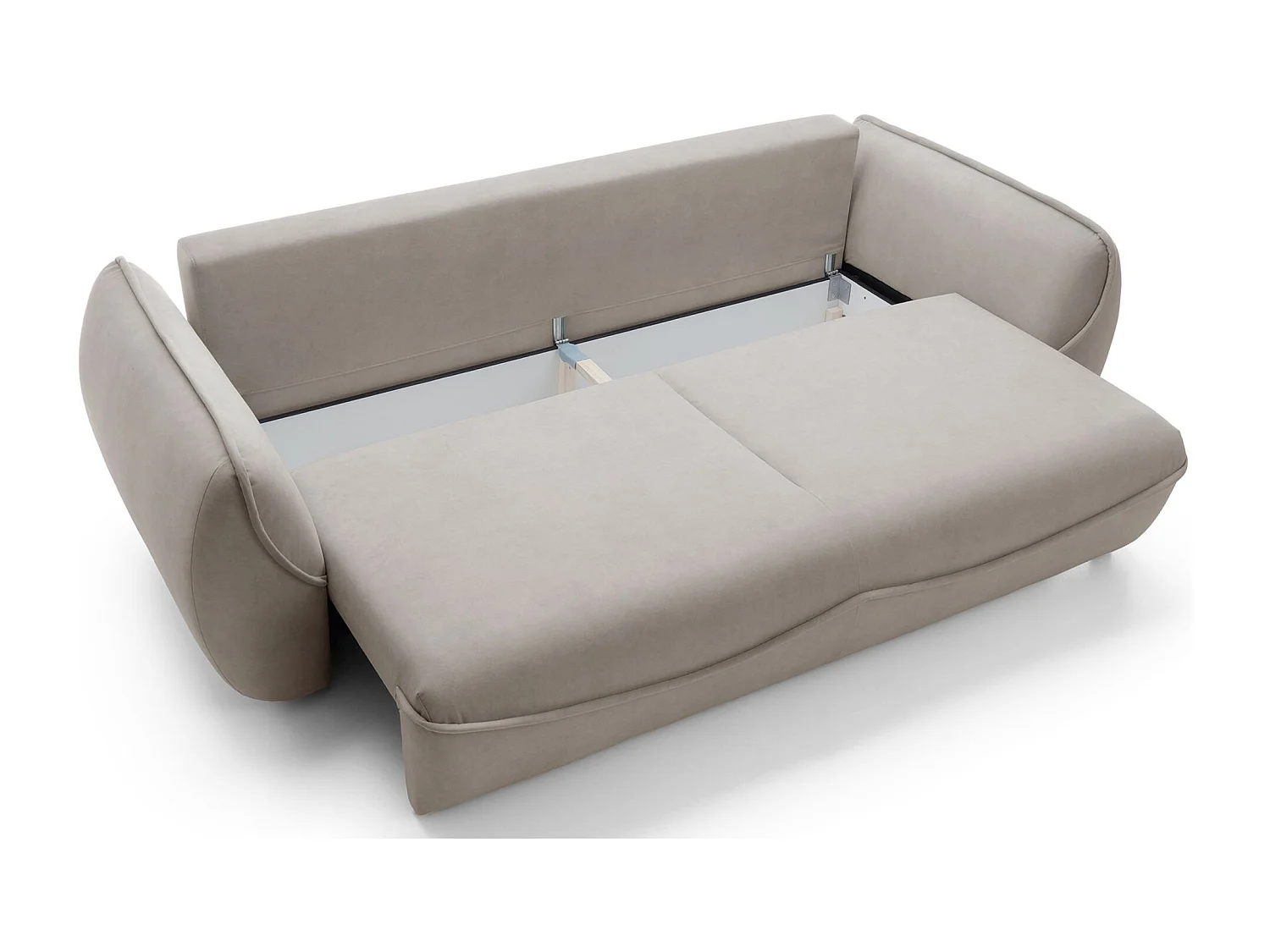 Canapé convertible 3 places - en velours beige - CUTIE
