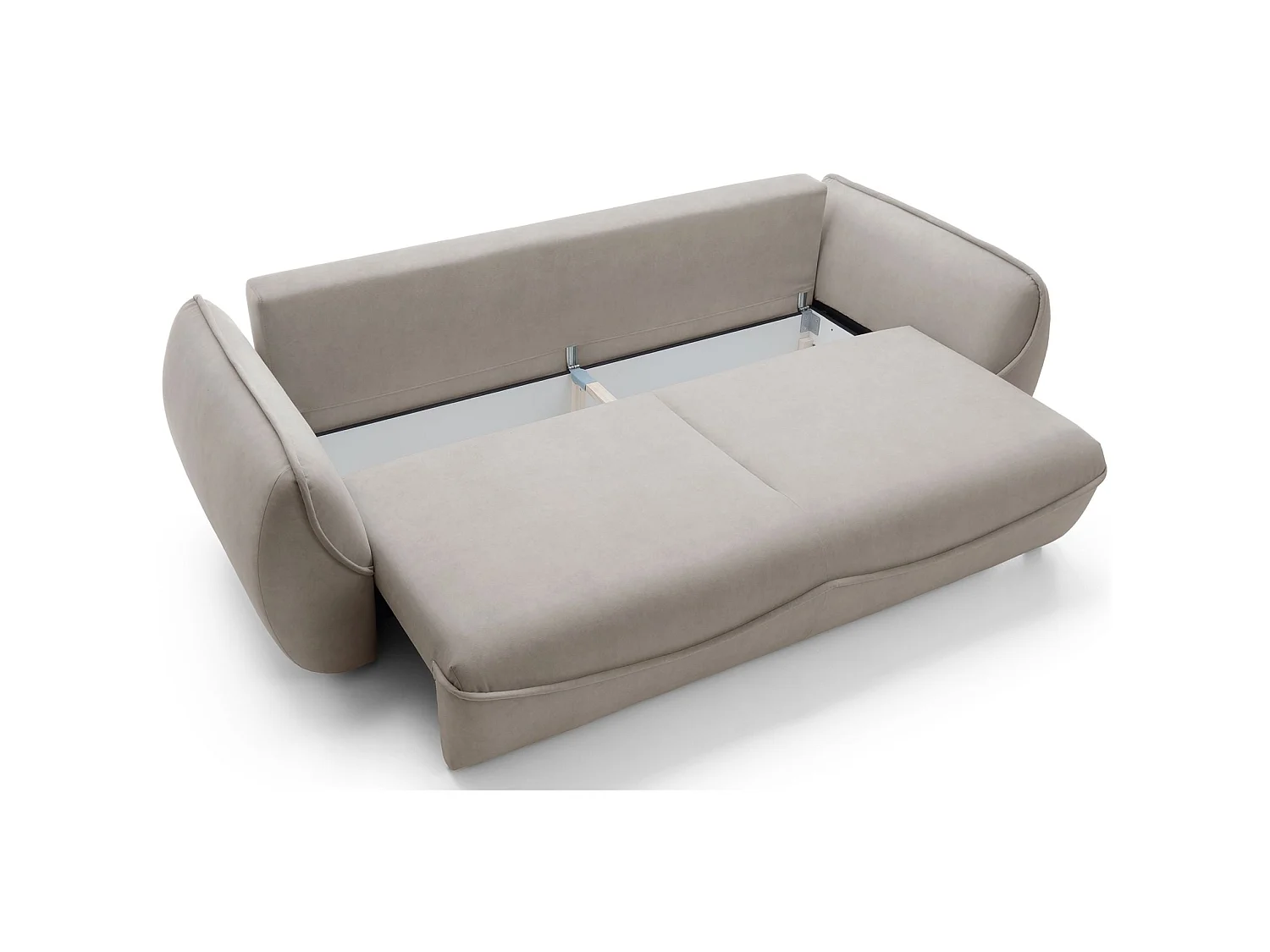 3-Sitzer Sofa - mit Schlaffunktion & Stauraum - Easy-Clean Velours - beige