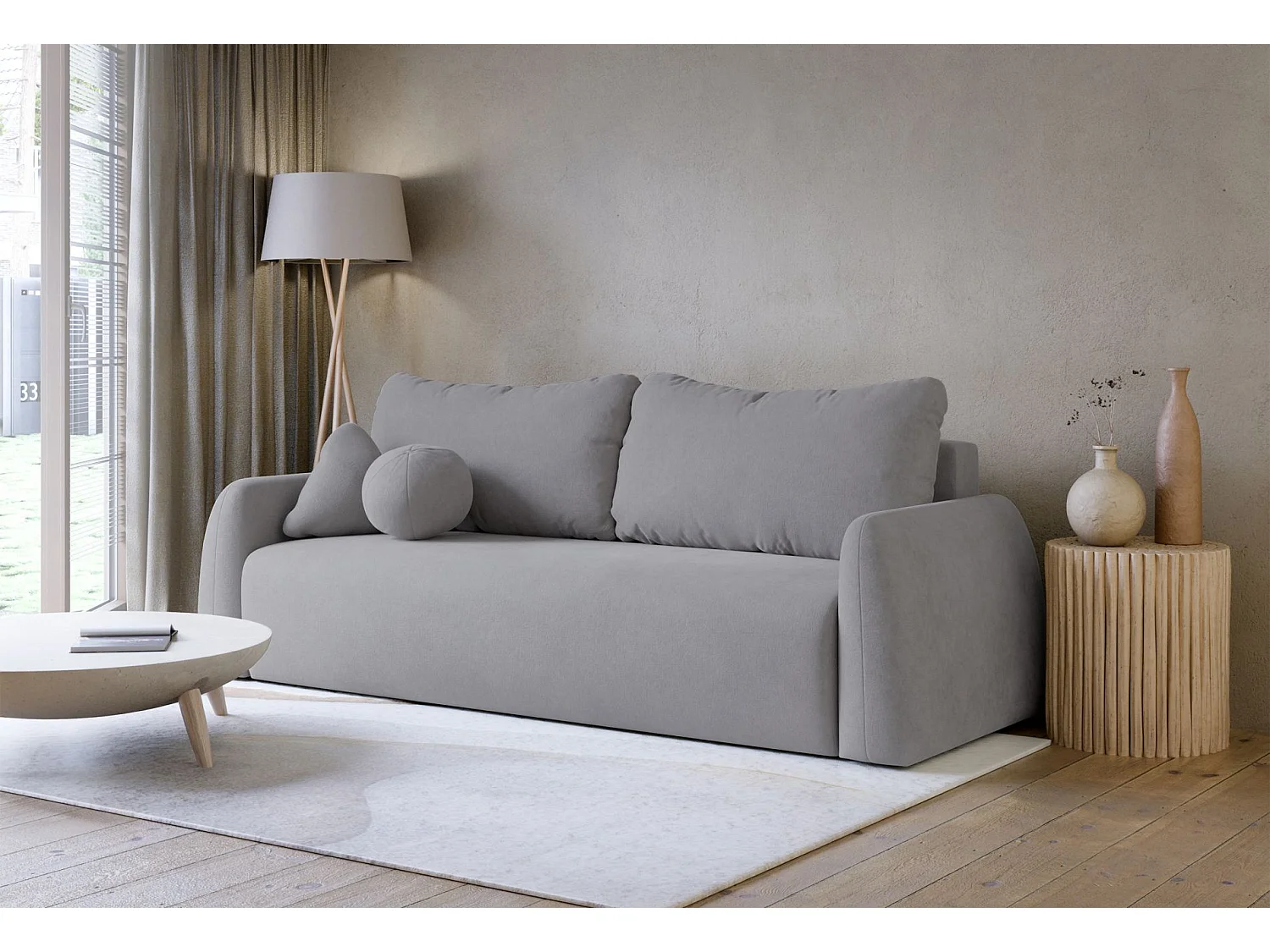 Canapé convertible 3 places - gris- NUBELLE