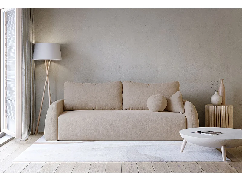 Canapé convertible 3 places - beige- NUBELLE