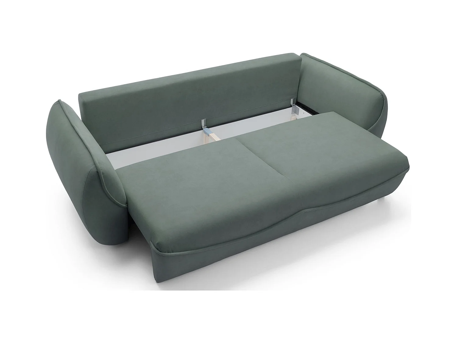 Canapé convertible 3 places - en velours vert sauge - CUTIE